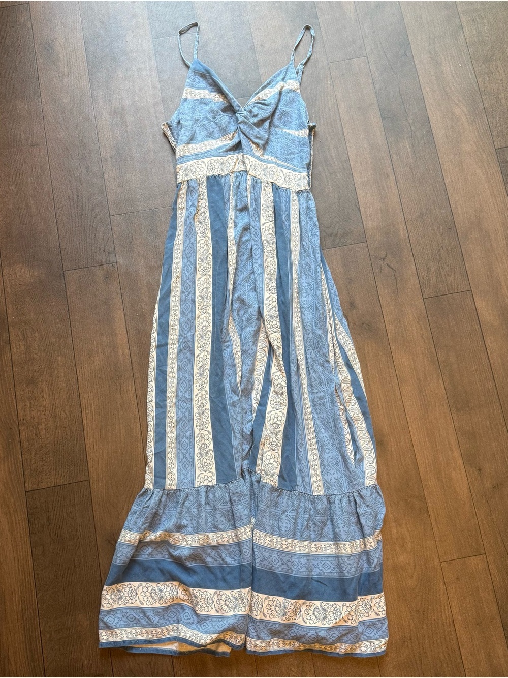 Japna  Women’s Medium Maxi Dress Striped Front Cut Out Cotton Boho Rayon